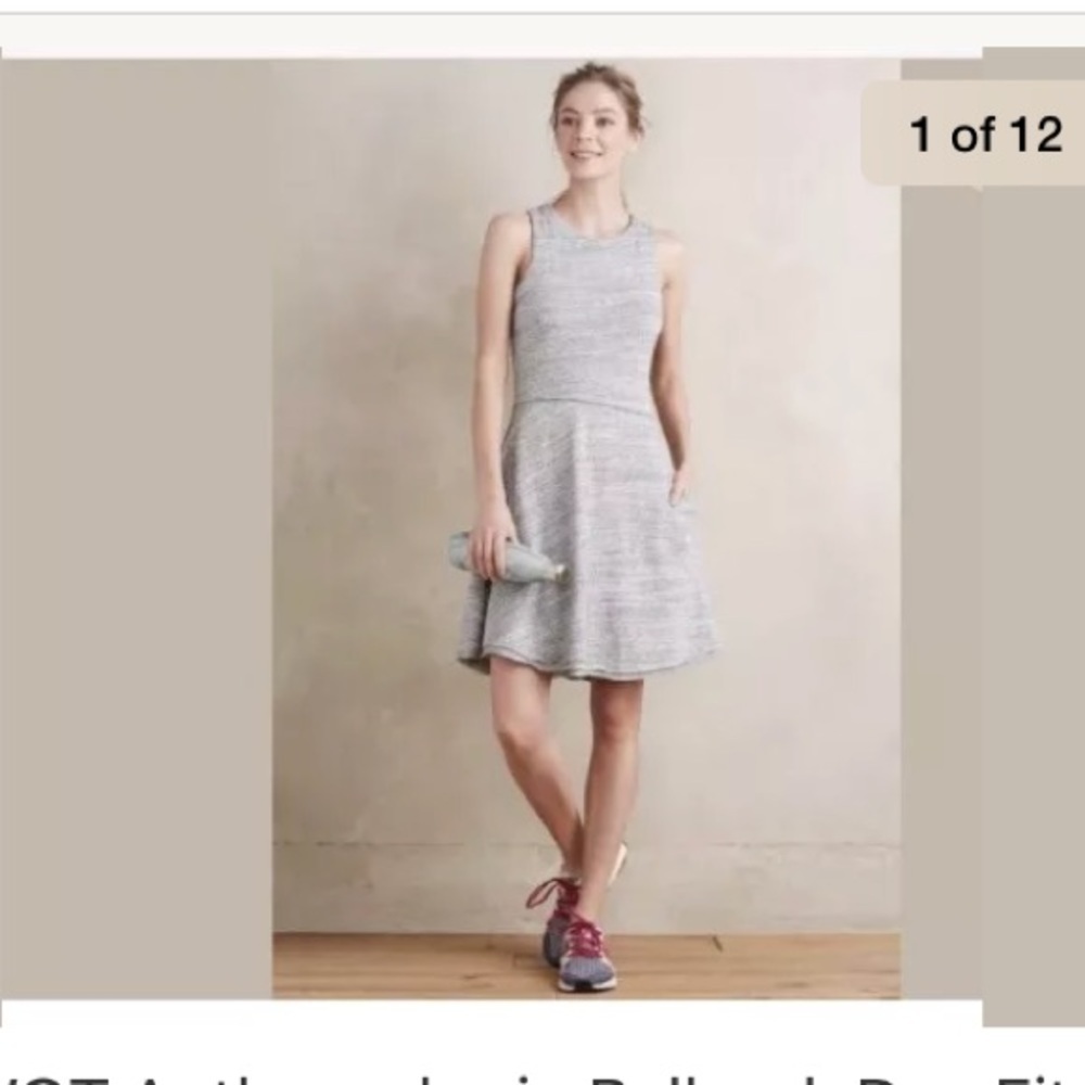 SALE NWOT Anthropologie Grey Fit & Flare skaters dress